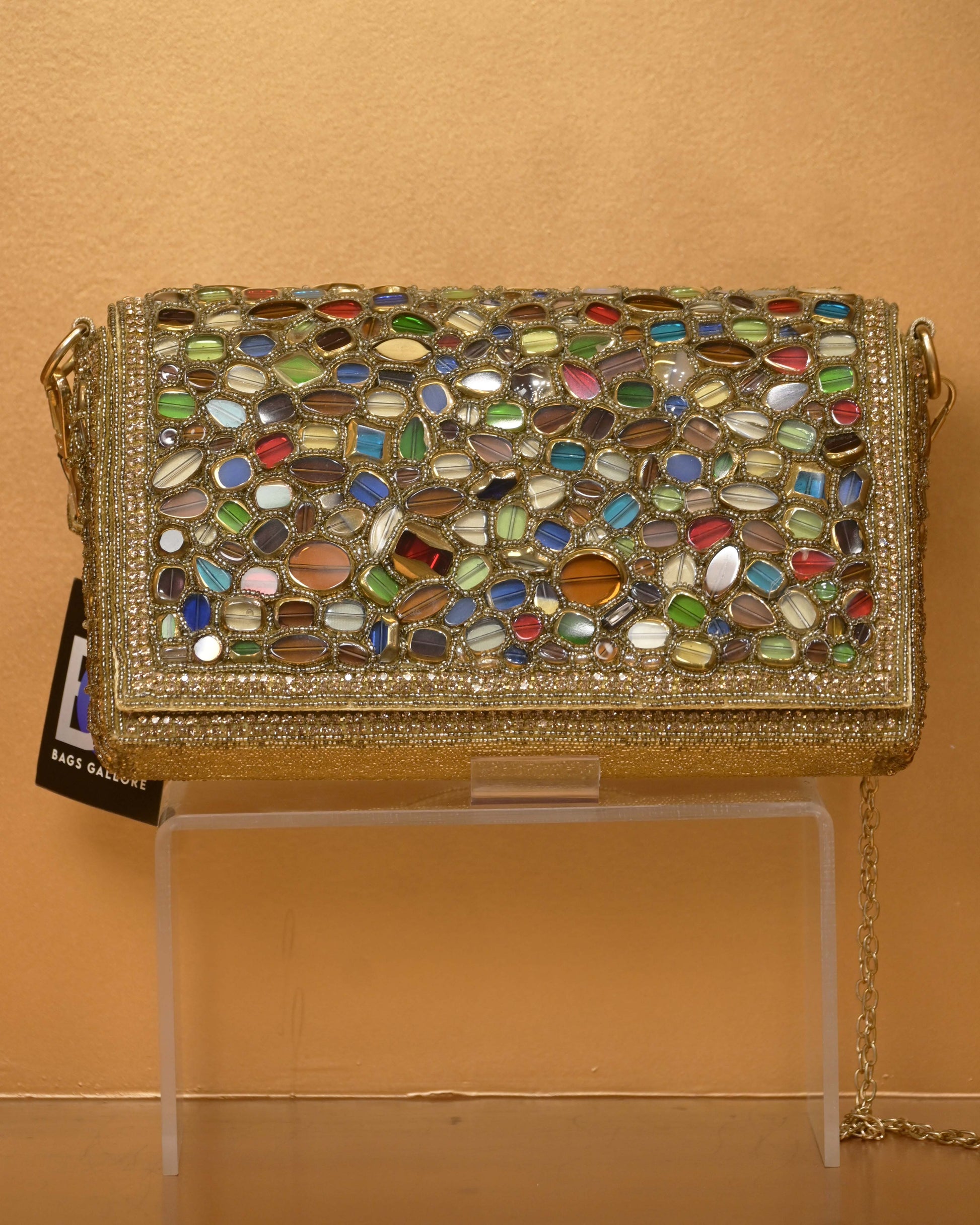 Multi Stone Metal Bag - Bags Gallore