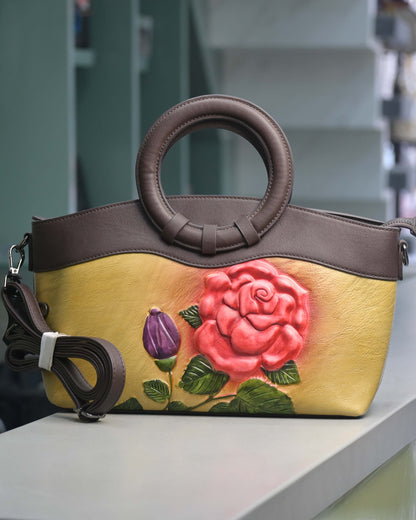 Women Girls Floral Print Round Hand Bag