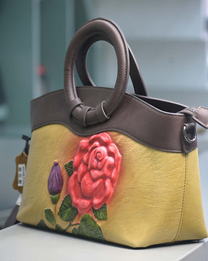 Women Girls Floral Print Round Hand Bag