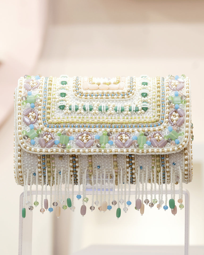 Multi Colour Stone Bridal Clutch - Bags Gallore