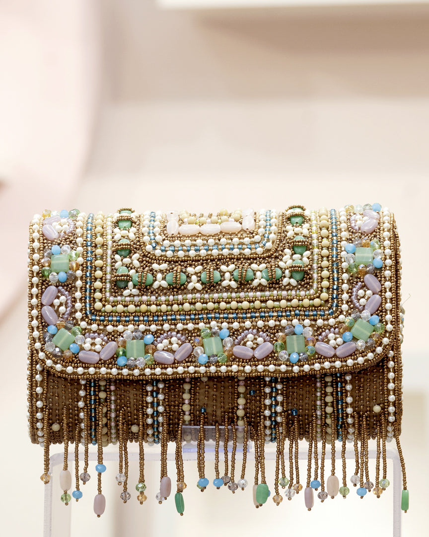 Multi Colour Stone Bridal Clutch - Bags Gallore