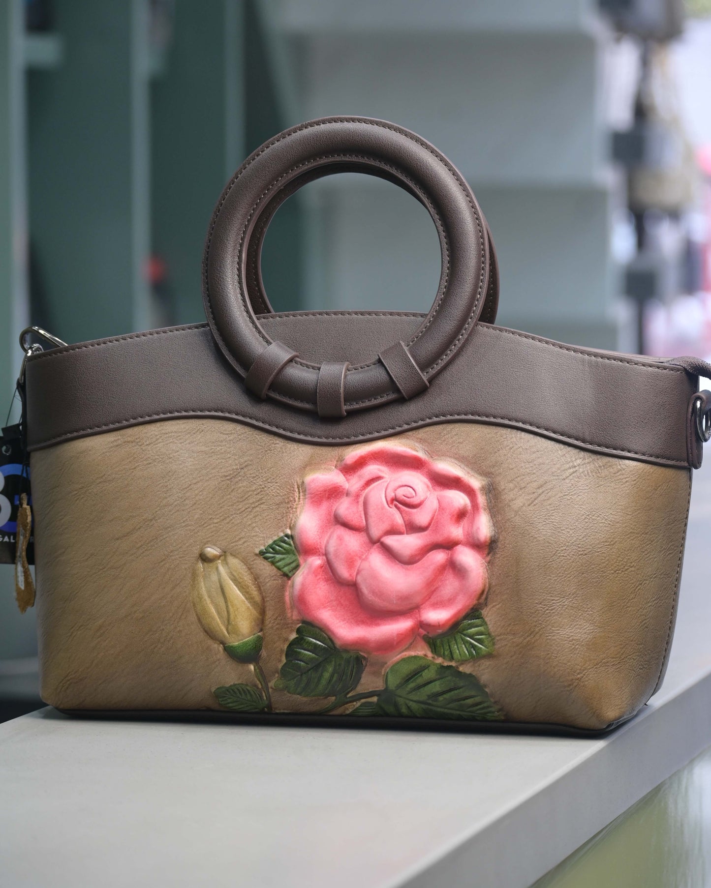 Women Girls Floral Print Round Hand Bag