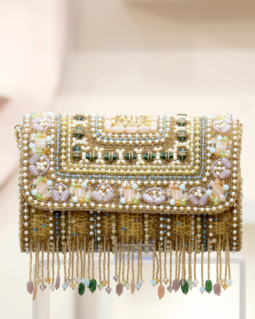 Multi Colour Stone Bridal Clutch - Bags Gallore