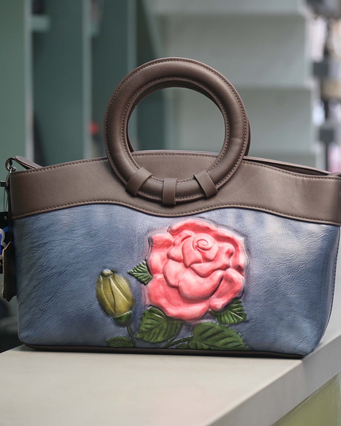 Women Girls Floral Print Round Hand Bag