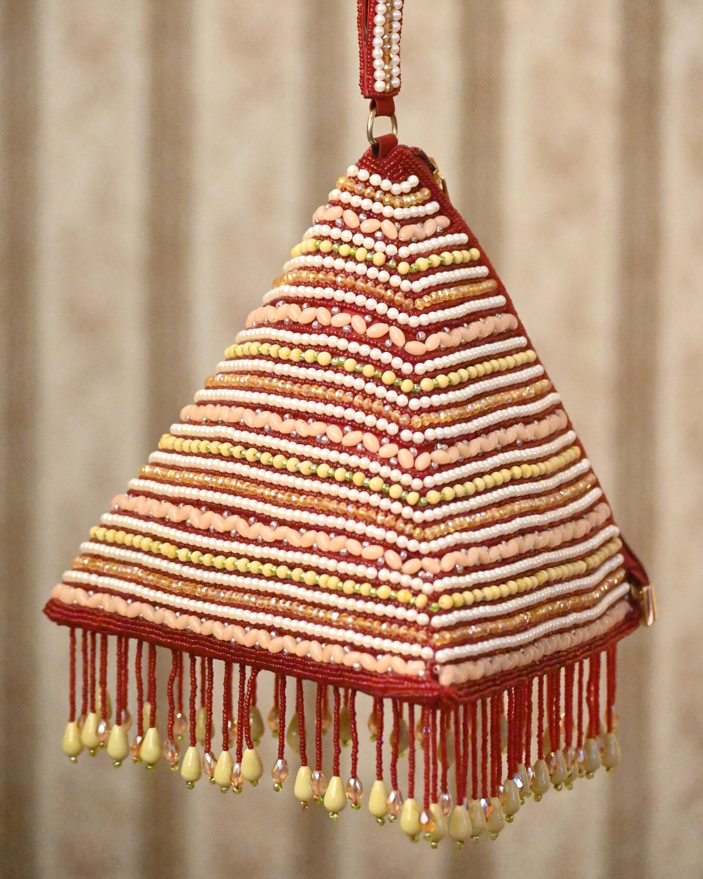 Pyramid Pearl Embroidery Potli Bag