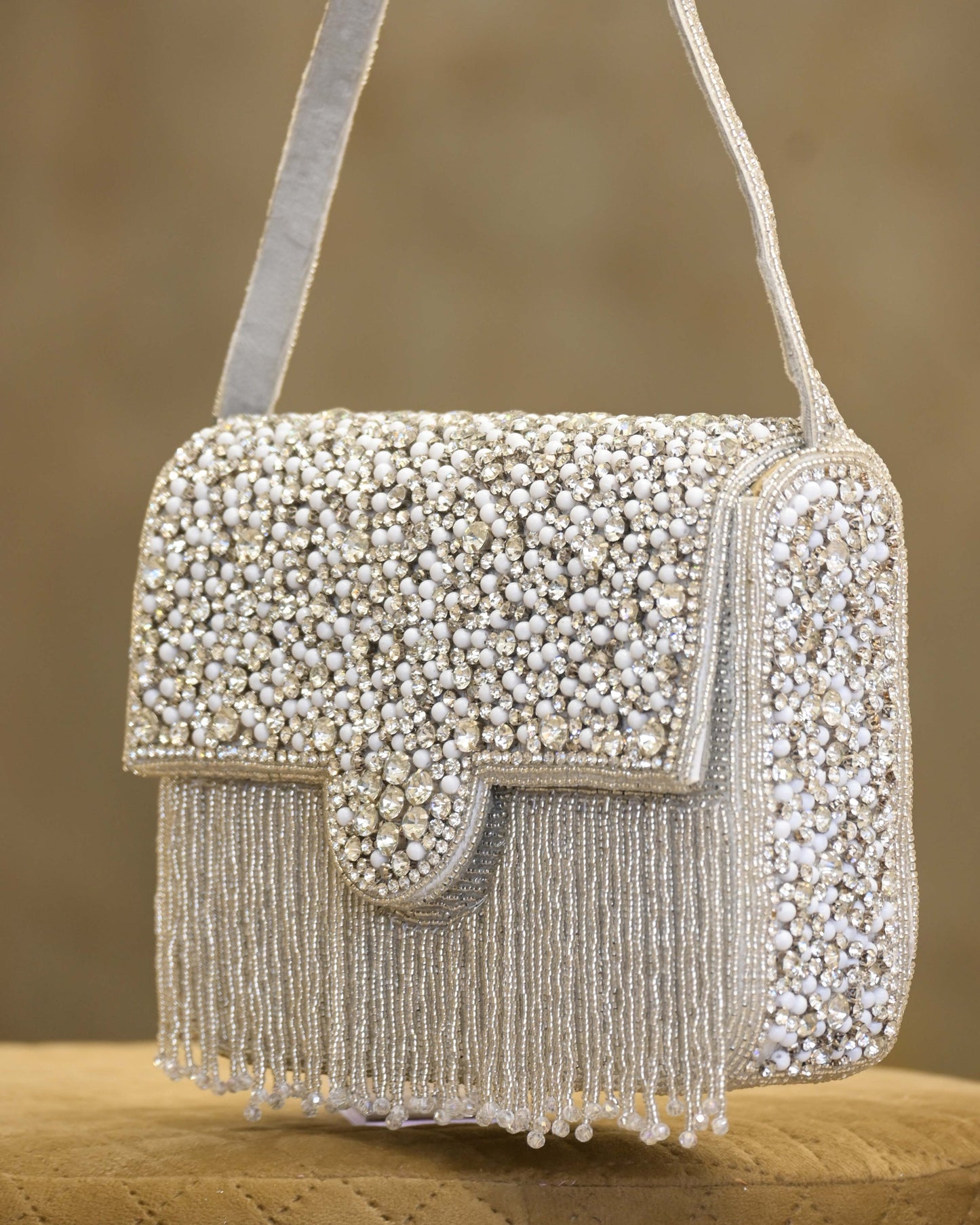 Silver Sunshine Sunshine Faux Leather Pearl Embellished Bag