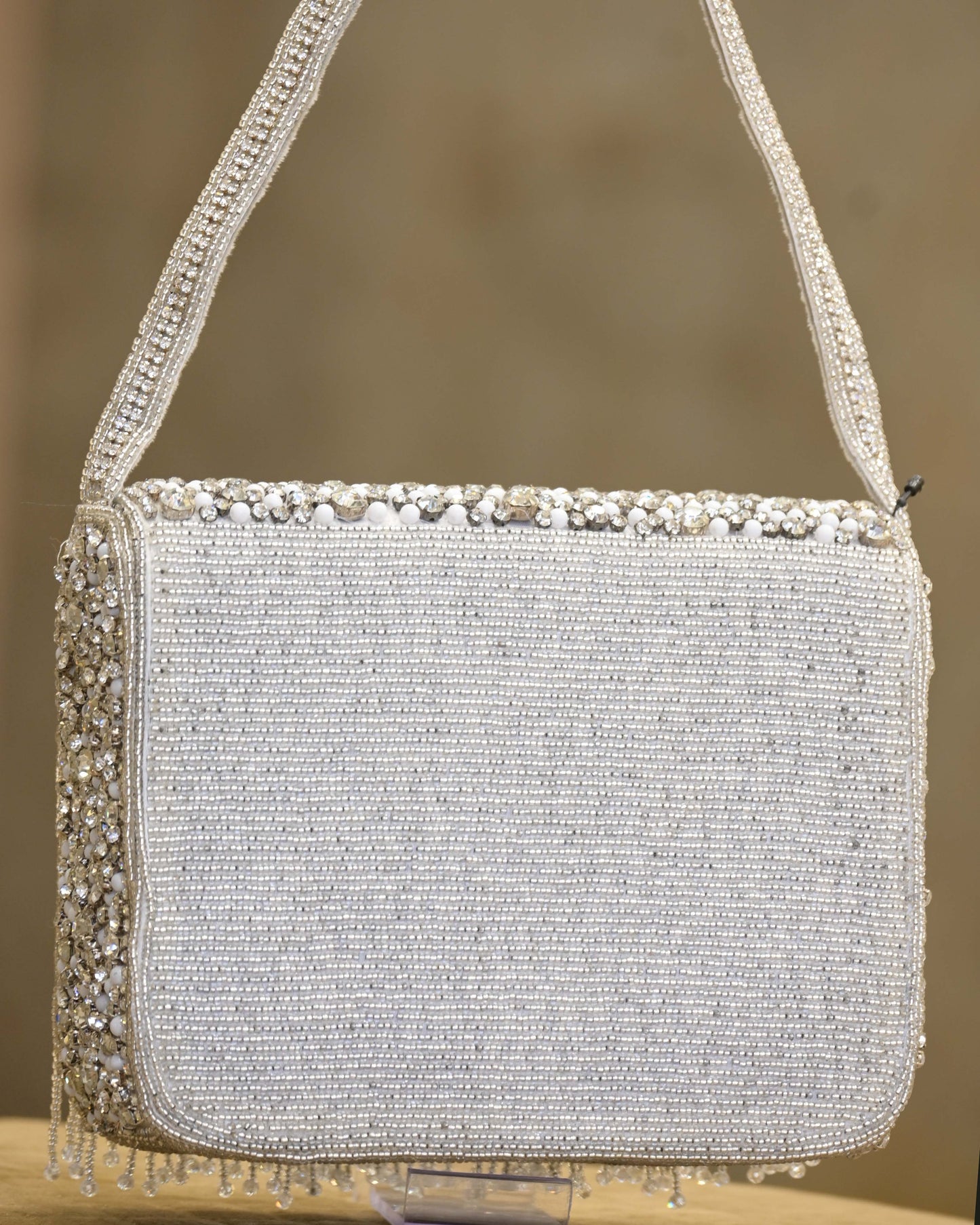 Silver Sunshine Sunshine Faux Leather Pearl Embellished Bag