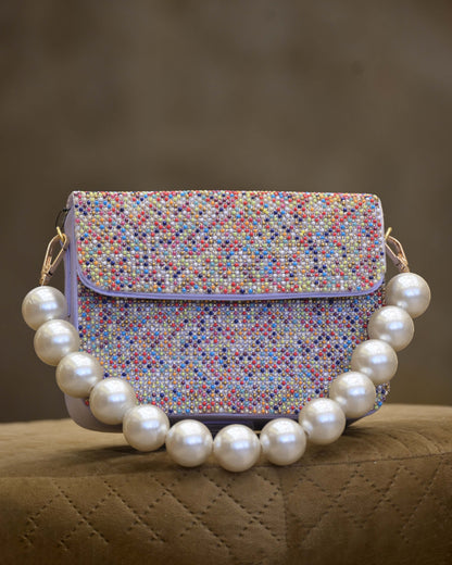 Multi-Colored Vegan Leather Embellished Clutch