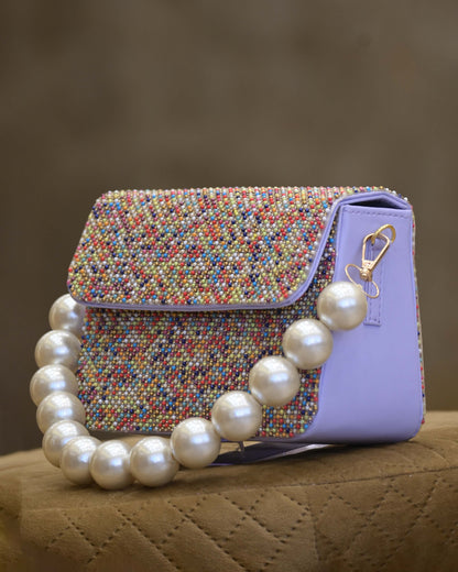 Multi-Colored Vegan Leather Embellished Clutch