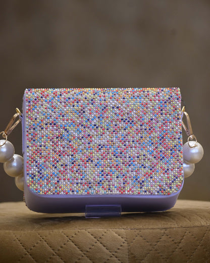 Multi-Colored Vegan Leather Embellished Clutch