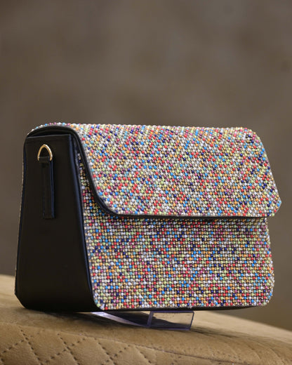 Multi-Colored Vegan Leather Embellished Clutch