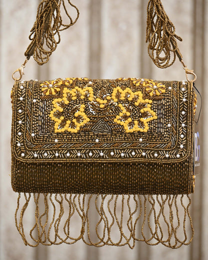 With Pearl Thread Embroidered Clutch