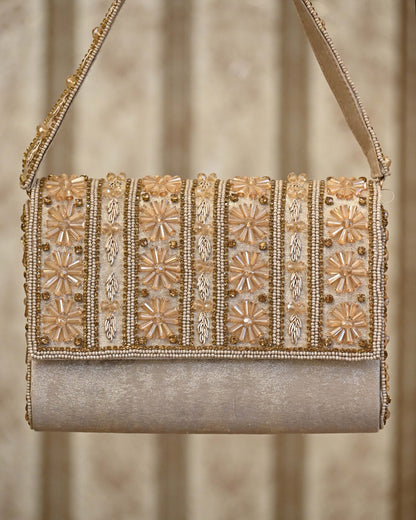 Embellished Amara Flapover Clutch With Handle