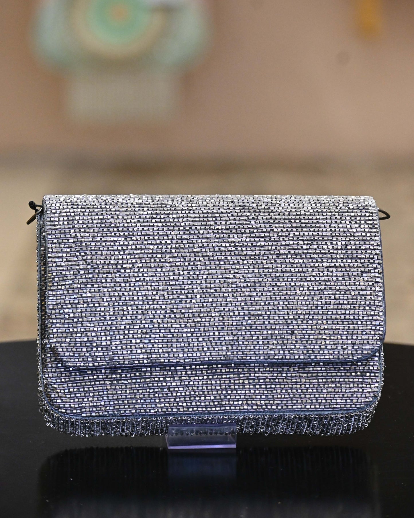 Embroidered Flap Clutch