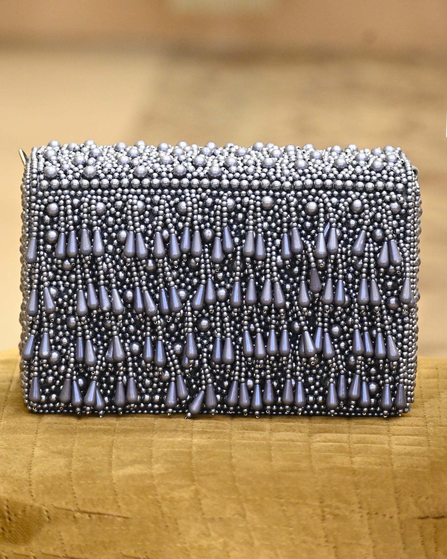 Pearls Beads And Embellished Box Clutch