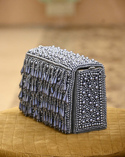 Pearls Beads And Embellished Box Clutch