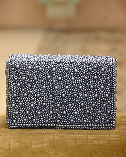 Pearls Beads And Embellished Box Clutch