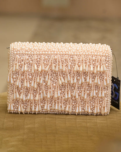 Pearls Beads And Embellished Box Clutch