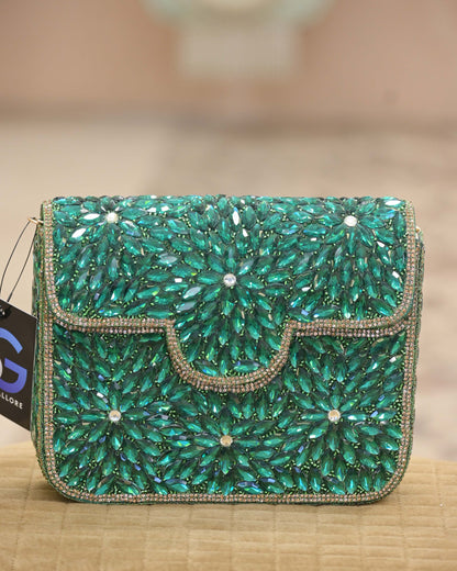 Embellished Crystal Studded Clutch