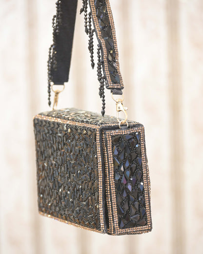 Embellished Crystal Studded Box Clutch