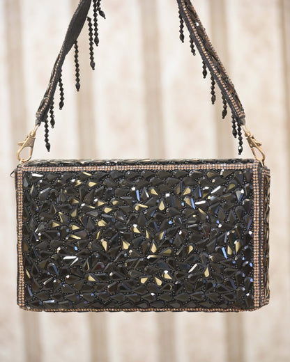 Embellished Crystal Studded Box Clutch