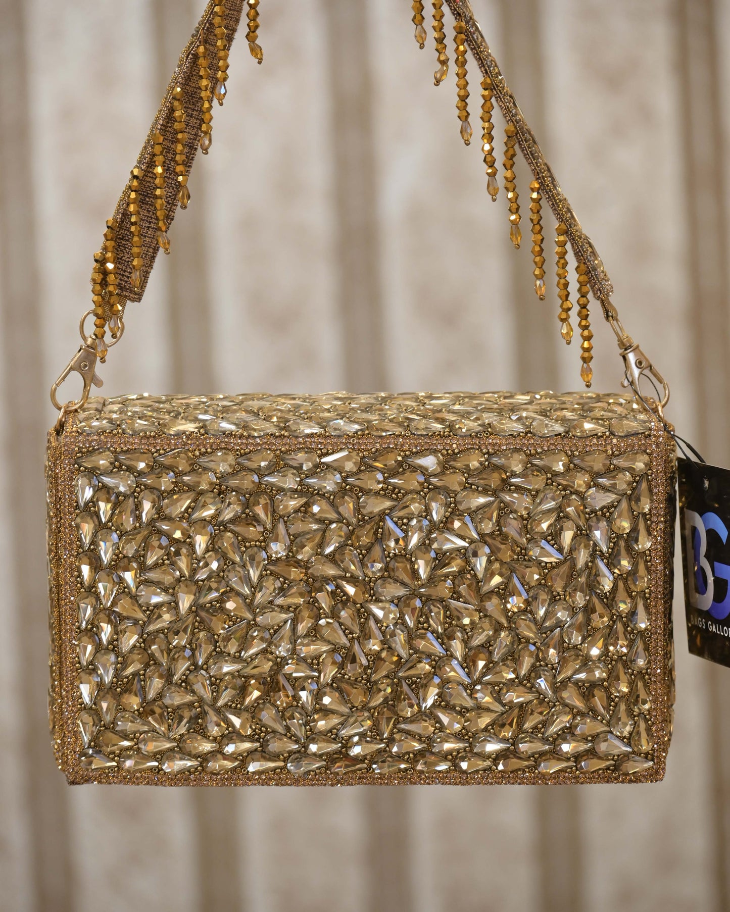 Embellished Crystal Studded Box Clutch