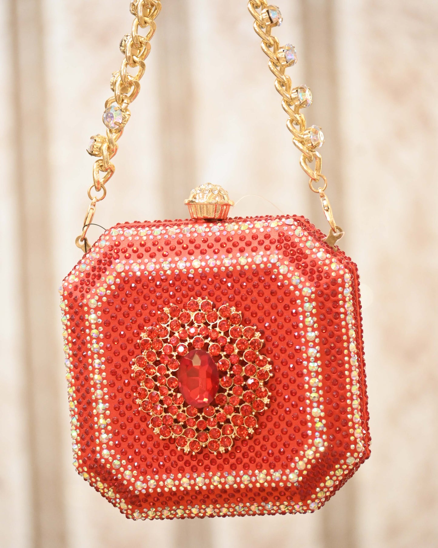 With Diamond Sling Small Embellished Crystal Clutch