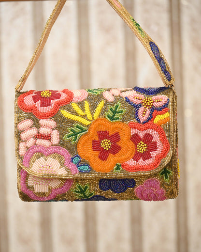 Multi Colour Floral Embellished Clutch